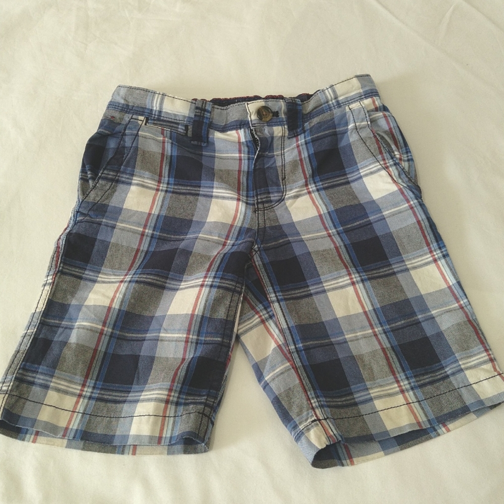 Tommy Hilfiger Boys 2 Shorts Bundle Navy Blue And Plaid Size 7 - Picture 2 of 8